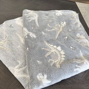 Grey Glow in the Dark Dinosaur Baby Blanket | Neutral Nursery Toddler Gift
